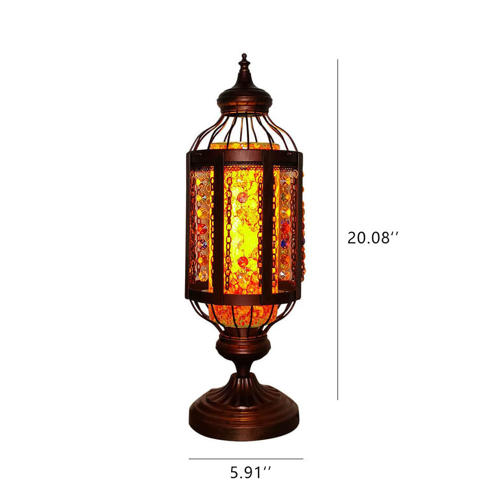 Antique Turkish Stained Glass Lantern Table Lamp with Single Light