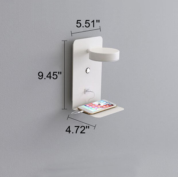 Contemporary Square Iron LED Wall Sconce Lamp with USB Rechargeable Feature