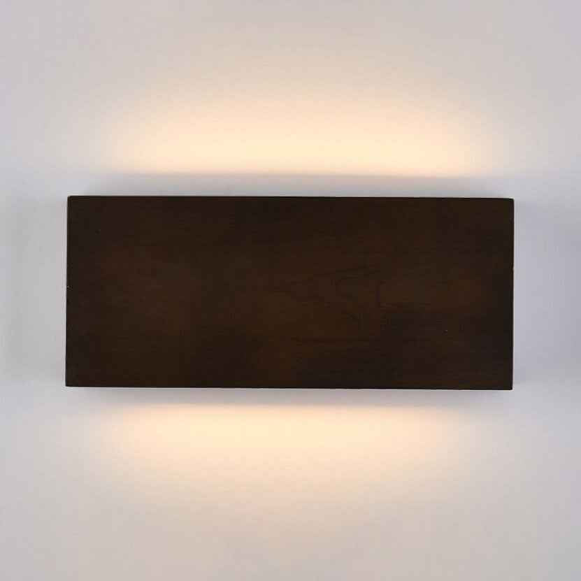 Rectangular LED Wall Sconce Lamp in Japanese Wabi-Sabi Log Wood Design