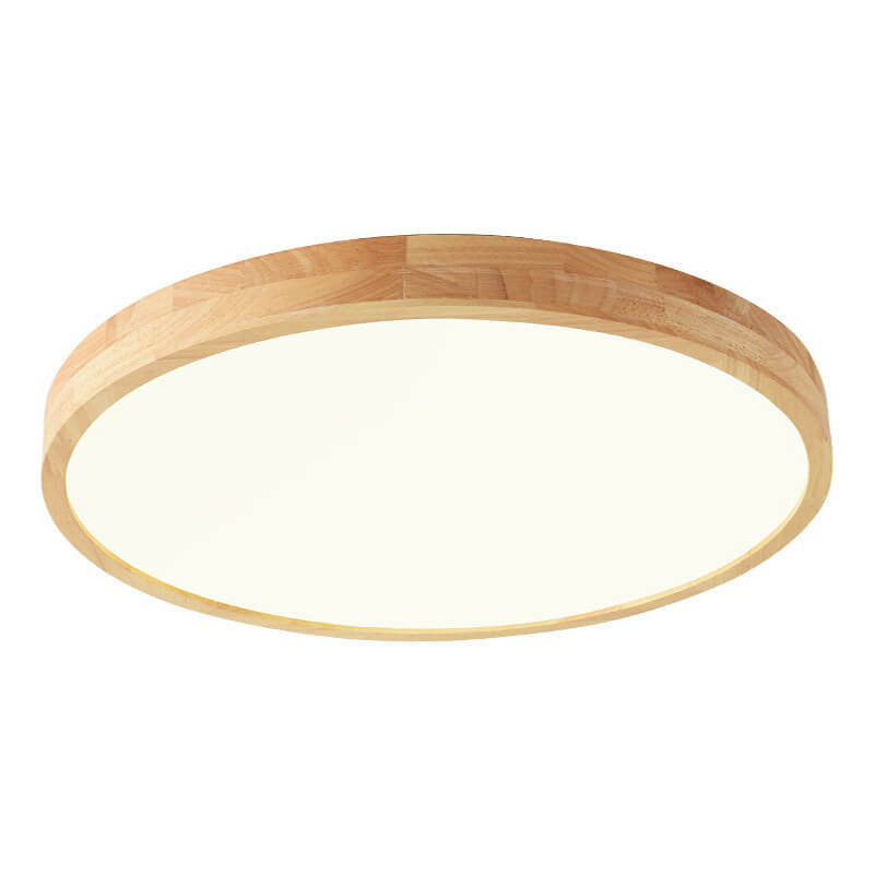 Ultra-Slim Round LED Flush Mount Ceiling Light in Nordic Solid Wood