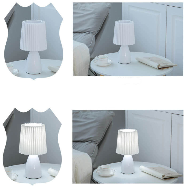 Vintage Nordic Pleated Shade Table Lamp with Glass Base - 1 Light