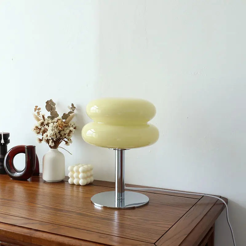 Lunaro Table Lamp | Bauhaus Design, Glass Ripple Shade