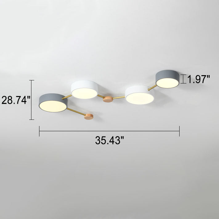 Scandinavian Minimalist Solid Wood and Iron LED Flush Mount Light