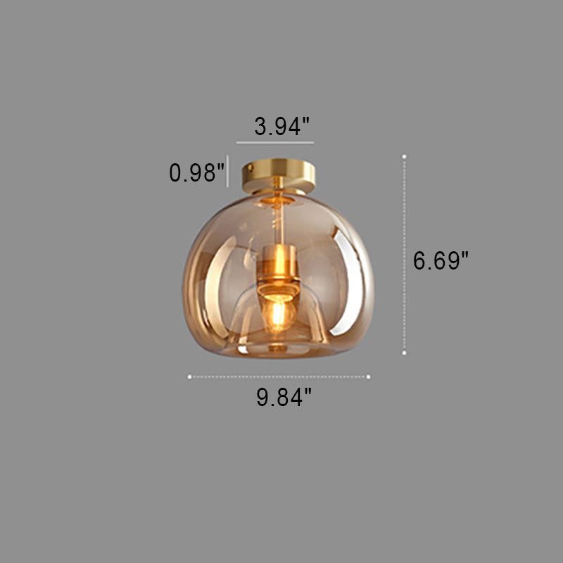 Navi Glass Ball Ceiling Light | Semi-Flush Mount, Smoke Grey or Amber