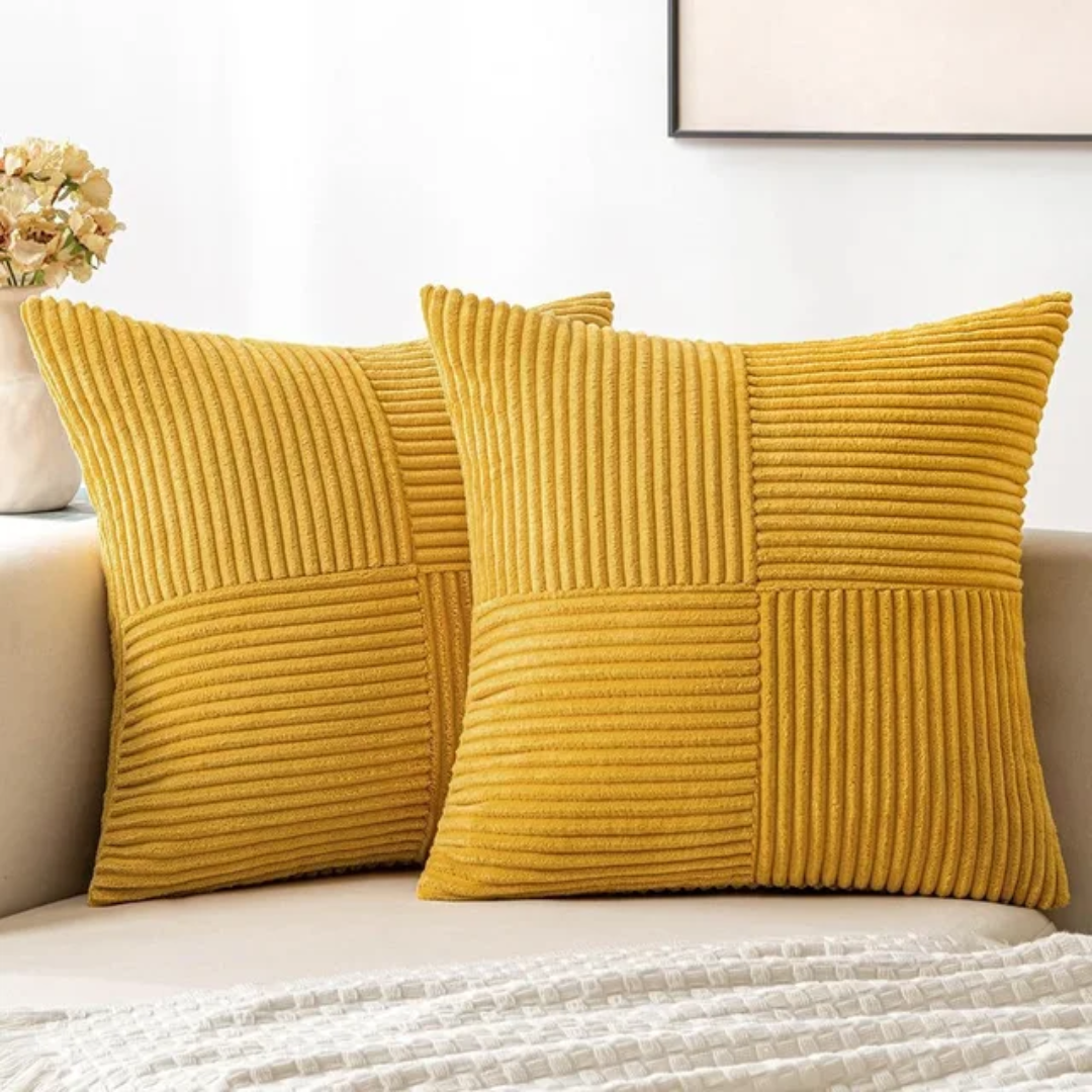 Bello Corduroy Cushion Covers | Soft Striped Texture, Invisible Zipper