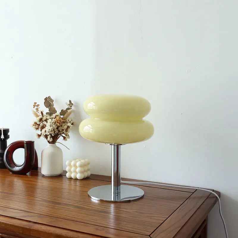Lunaro Table Lamp | Bauhaus Design, Glass Ripple Shade
