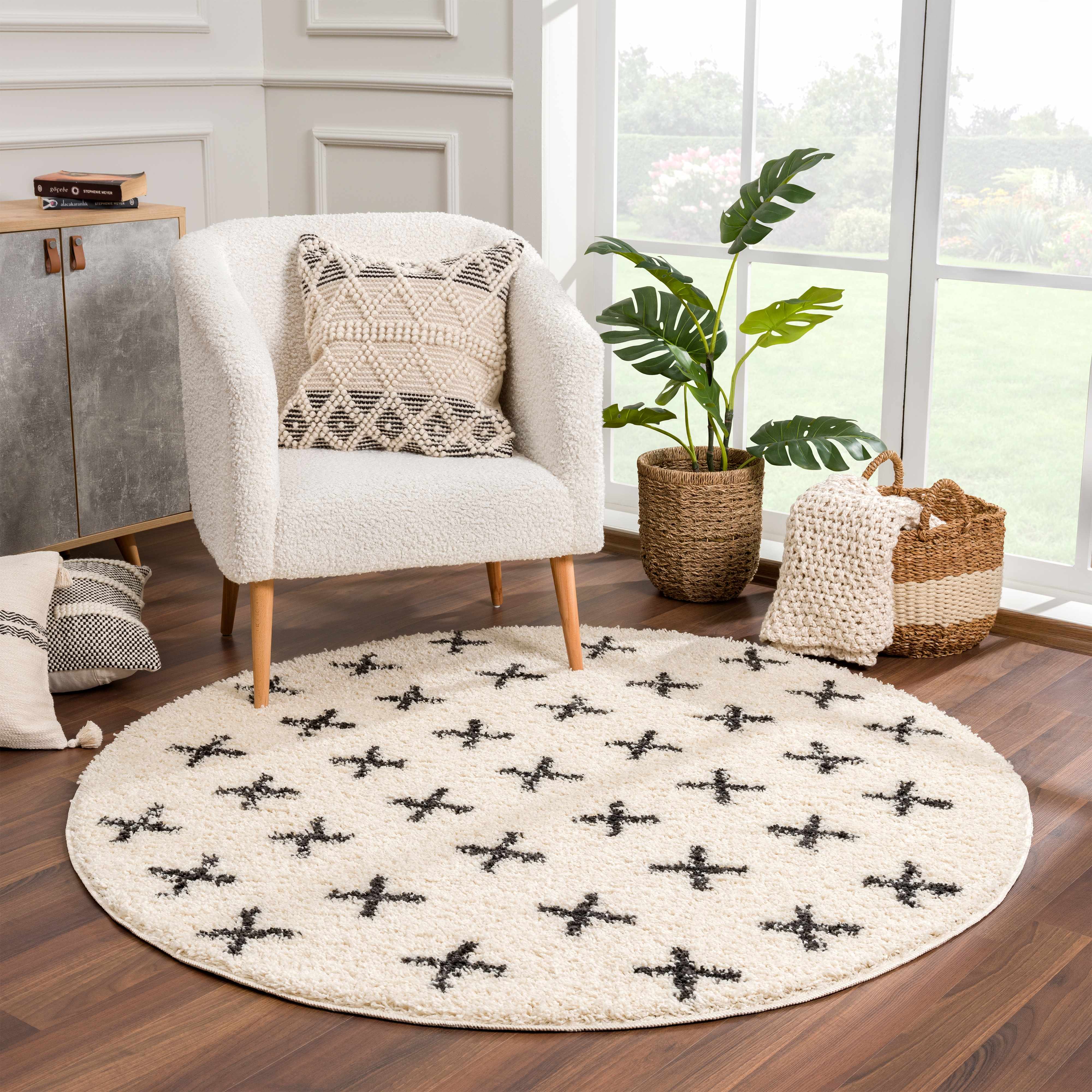 Bello Shag Area Rug  Plush Pile, Bohemian Design