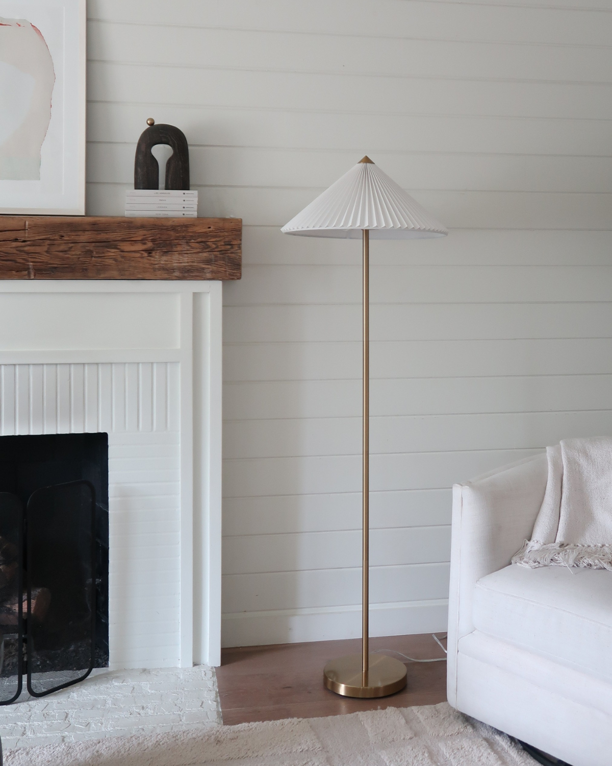 Soleil Floor Lamp | Pleated Shade, Brass Stem