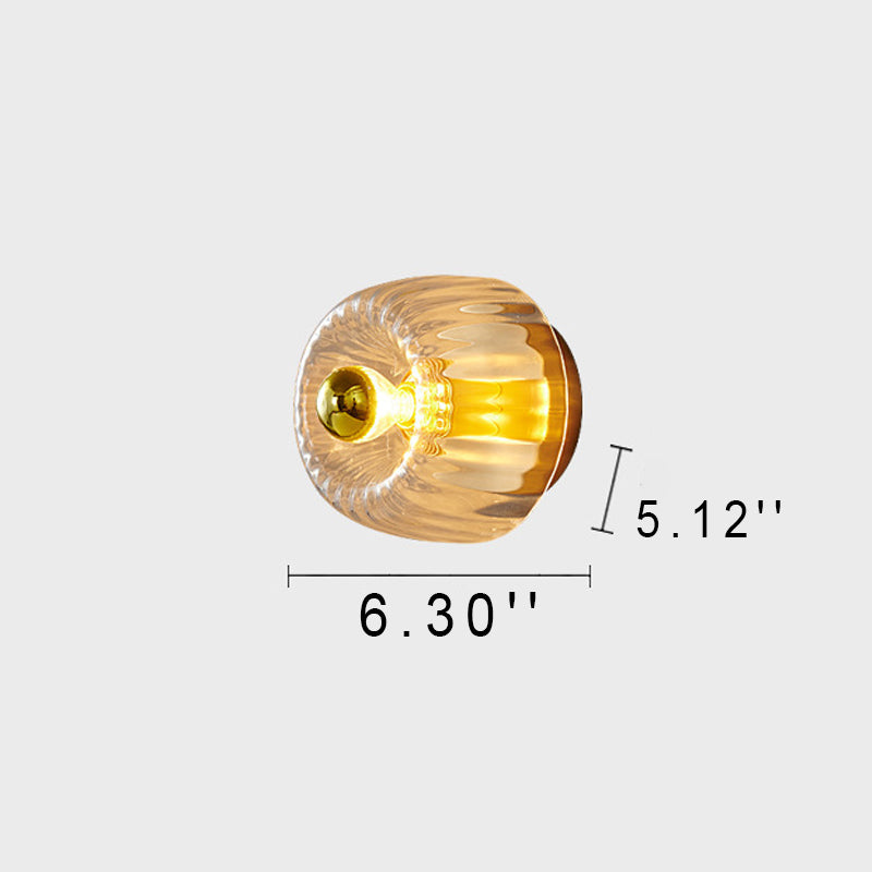 Contemporary Dual-Purpose 1-Light Flush Mount with Glass Sun Design and Full Copper Finish