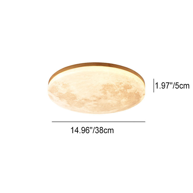 Nordic Minimalist Round Moon LED Flush Mount Ceiling Light in PVC