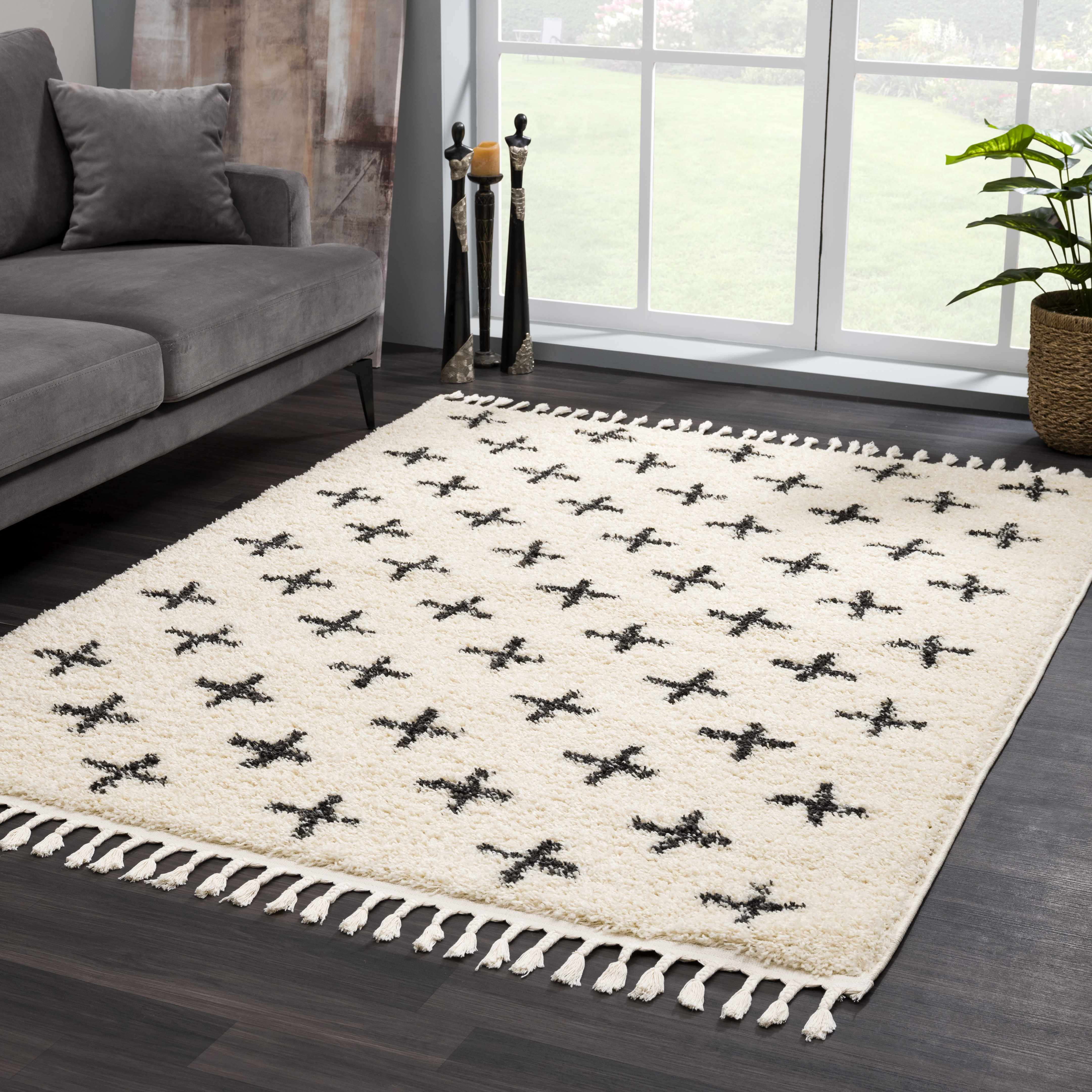 Bello Shag Area Rug  Plush Pile, Bohemian Design