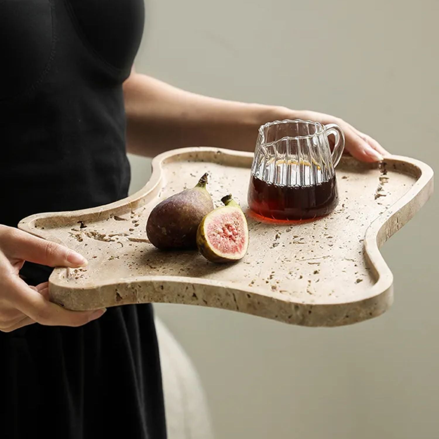 Oro Stone Tray | Rustic Irregular Design, Natural Ochre Color