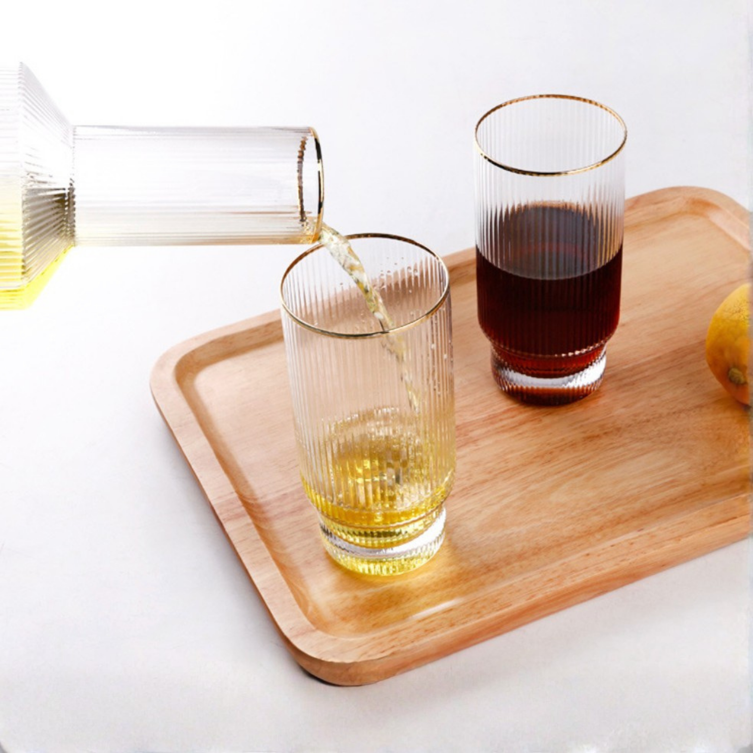 Bela Glass Jug Set | 800 ml Jug + 4 Golden Detail Glasses