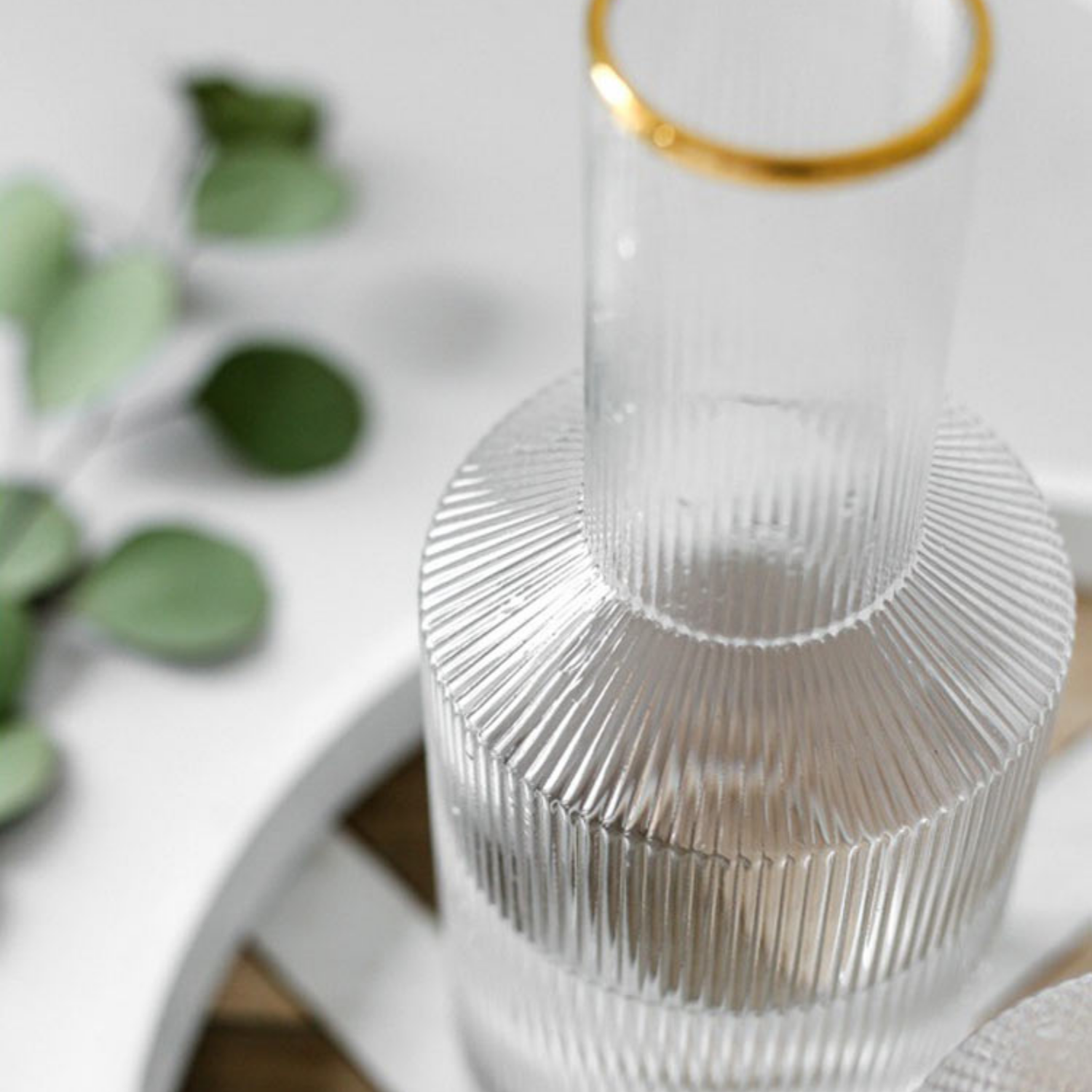 Bela Glass Jug Set | 800 ml Jug + 4 Golden Detail Glasses