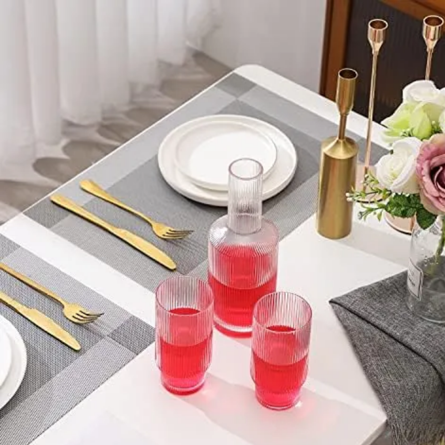 Brio Glass Jug Set | 800ml Jug + 4 European Style Glasses