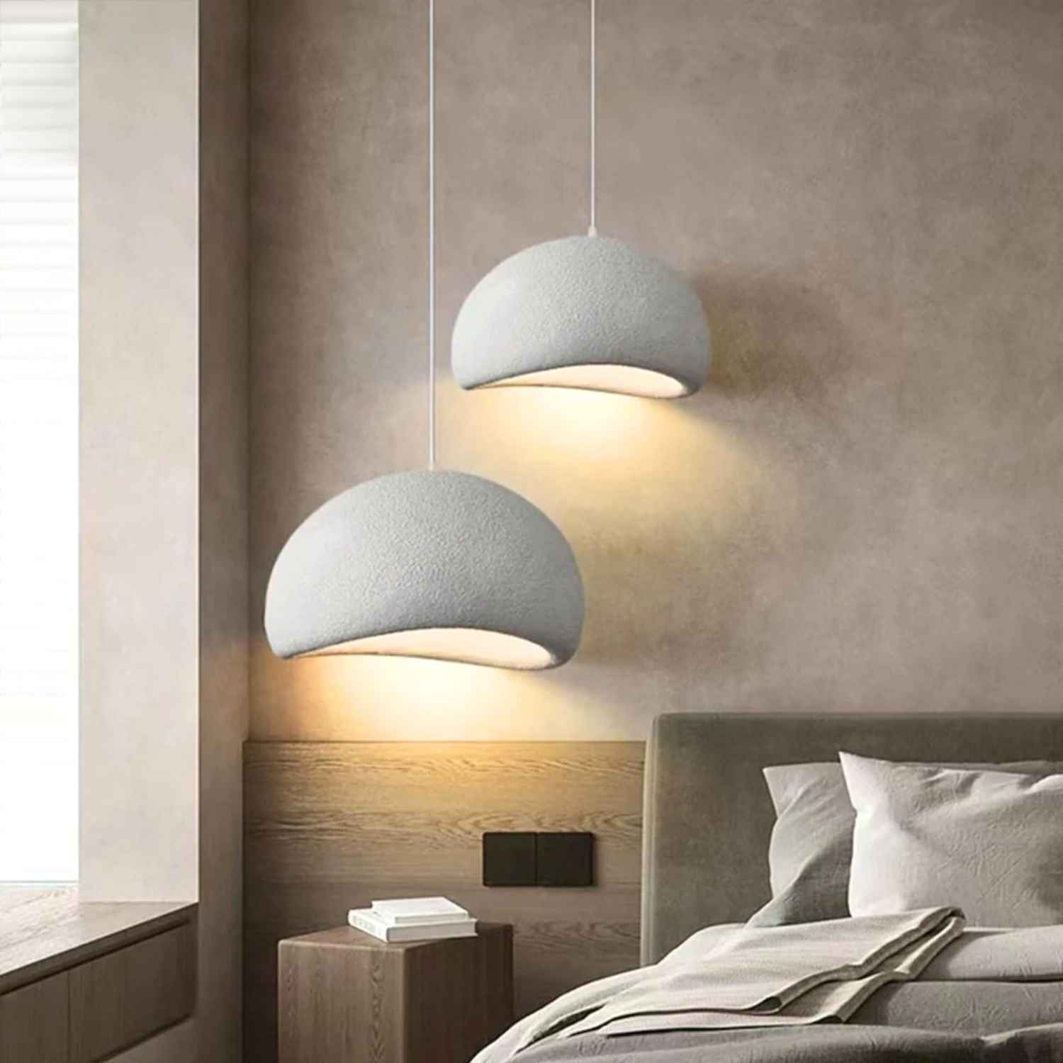 Wabi Sabi – Cream Minimalist Ceiling Lamp 40cm - Cendre Home