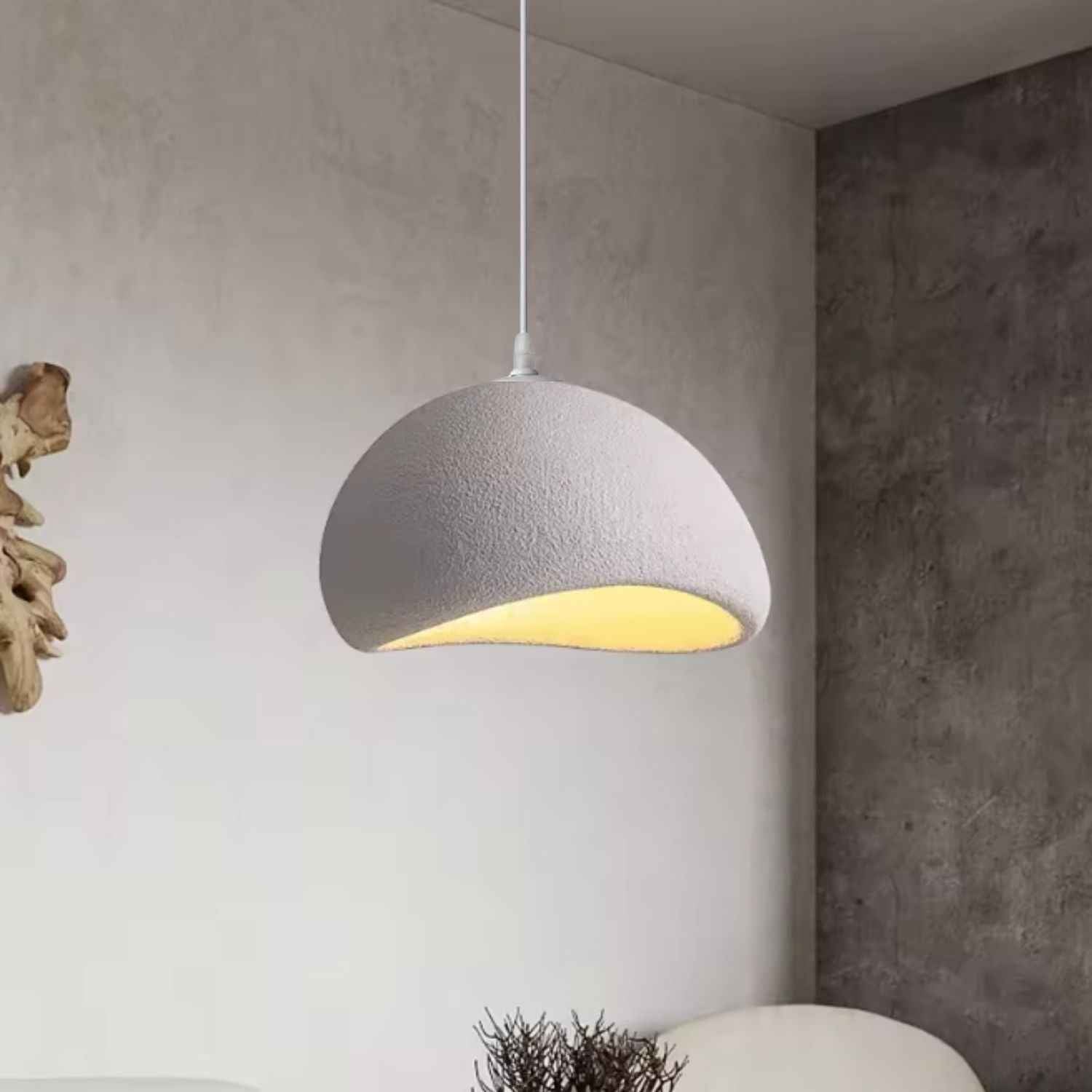 Wabi Sabi – Cream Minimalist Ceiling Lamp 40cm - Cendre Home