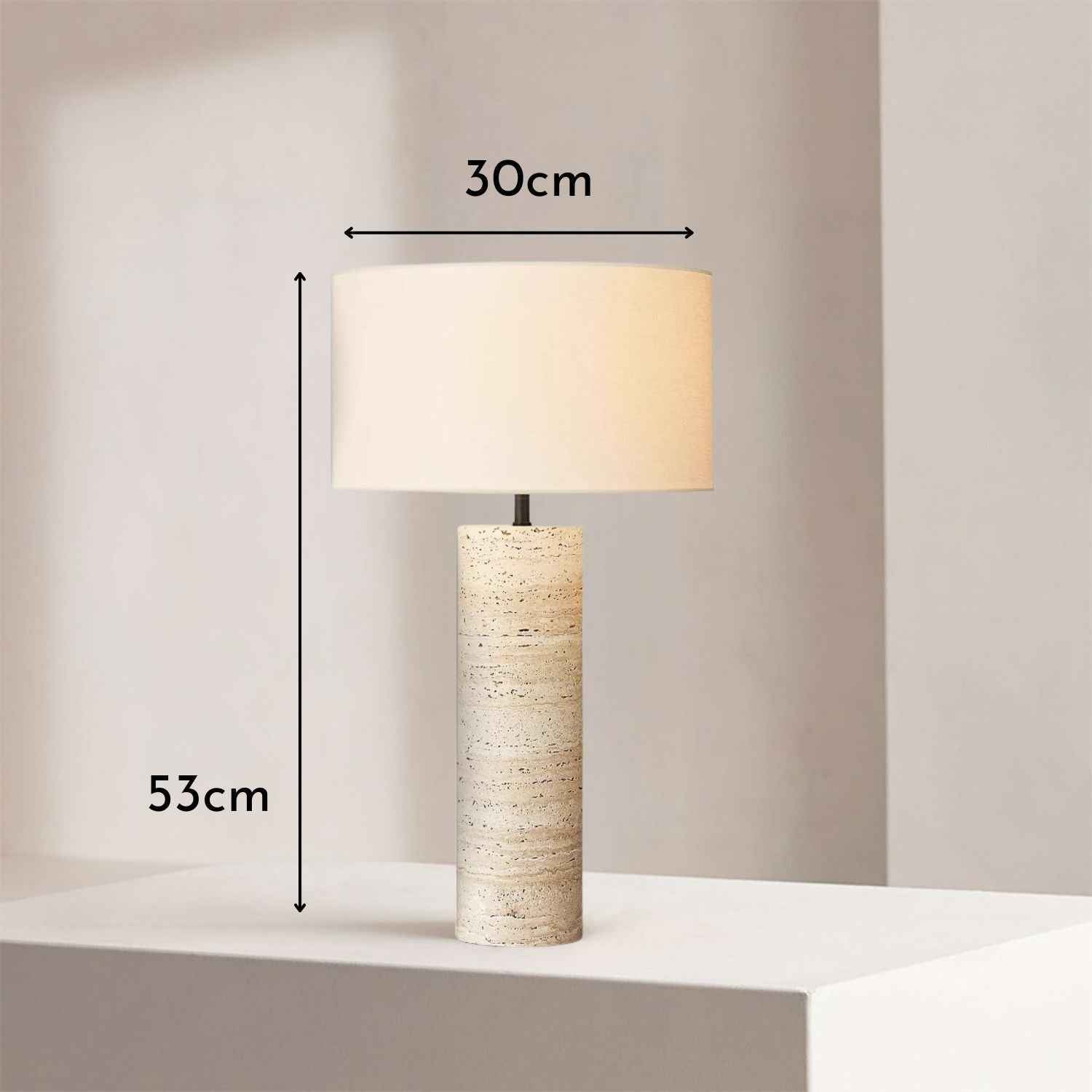 Nordic – Cream Travertine Table Lamp, Medium - Cendre Home