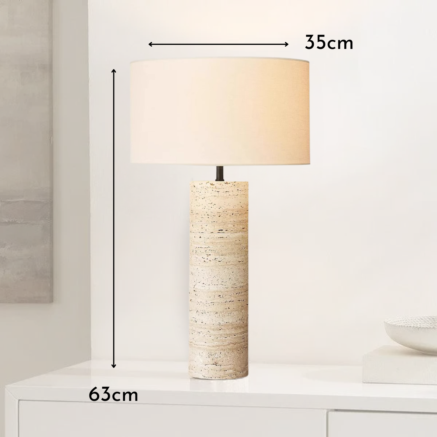 Nordic – Cream Travertine Table Lamp, Large - Cendre Home
