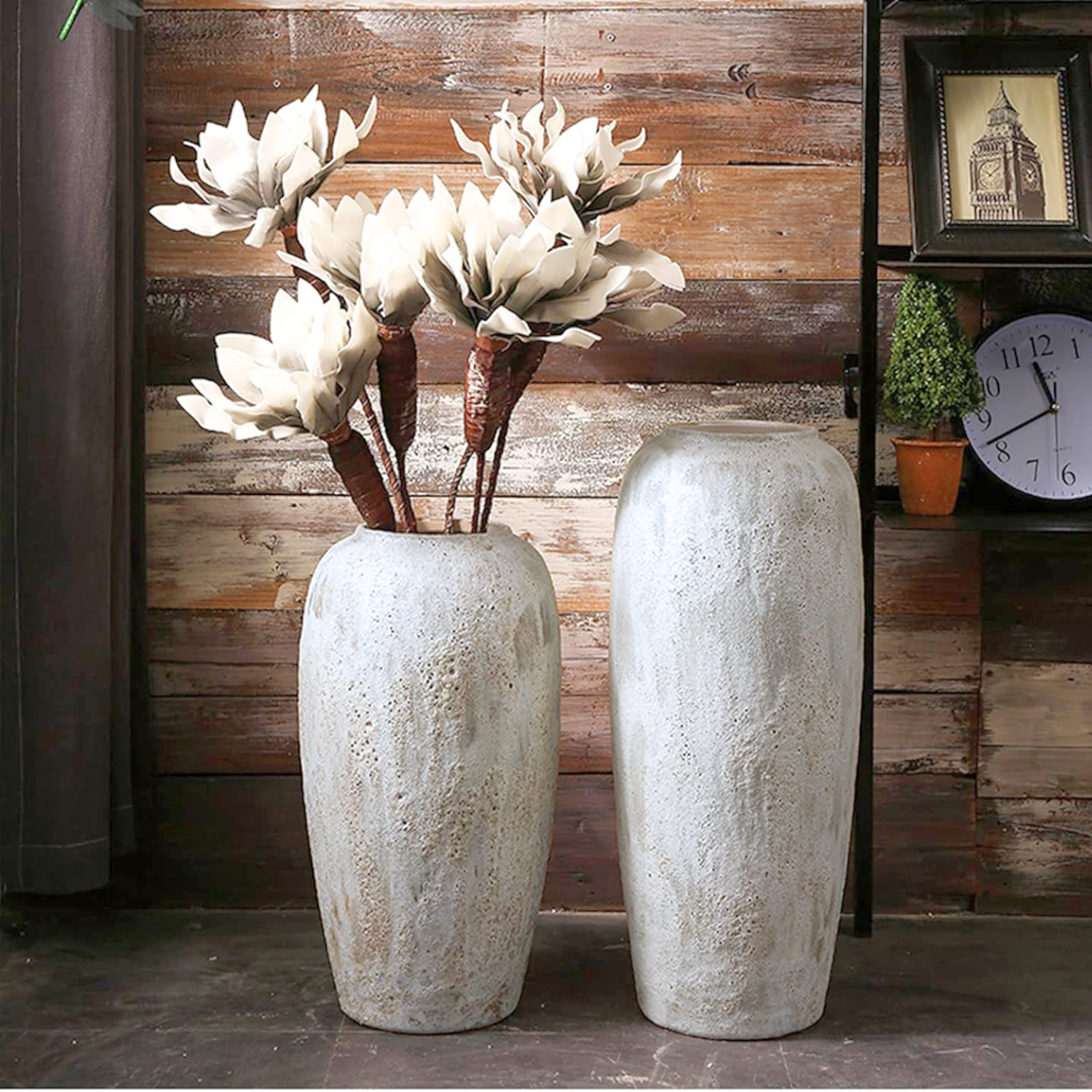 Bela Rustic Ceramic Planter Vase | Handcrafted, Large Design