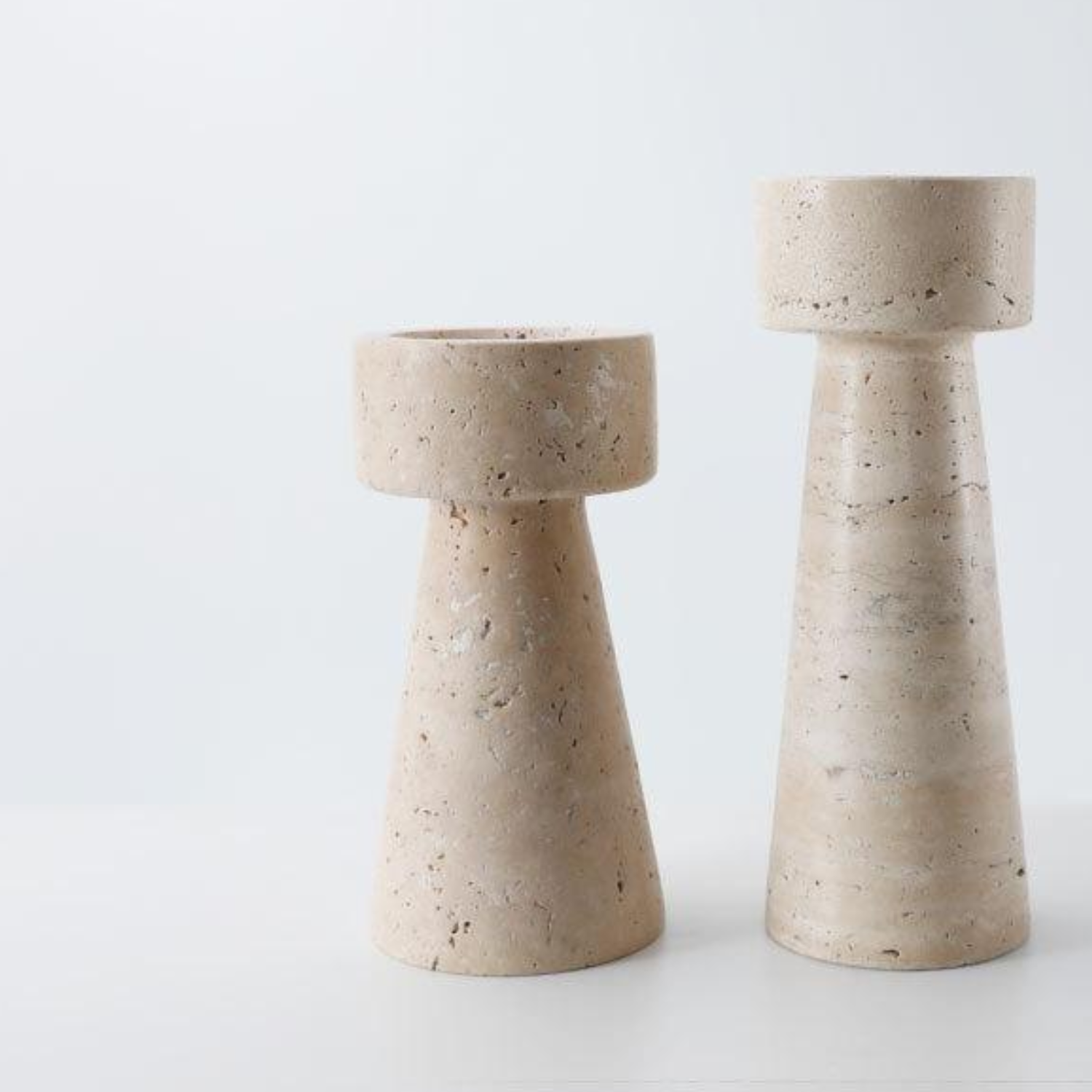 Bello Candle Holder Tower | Natural Travertine Marble, 20cm