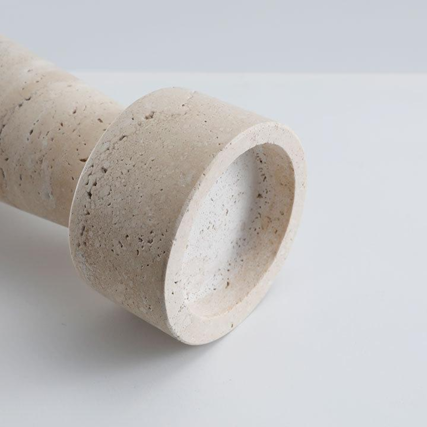 Bello Candle Holder Tower | Natural Travertine Marble, 20cm
