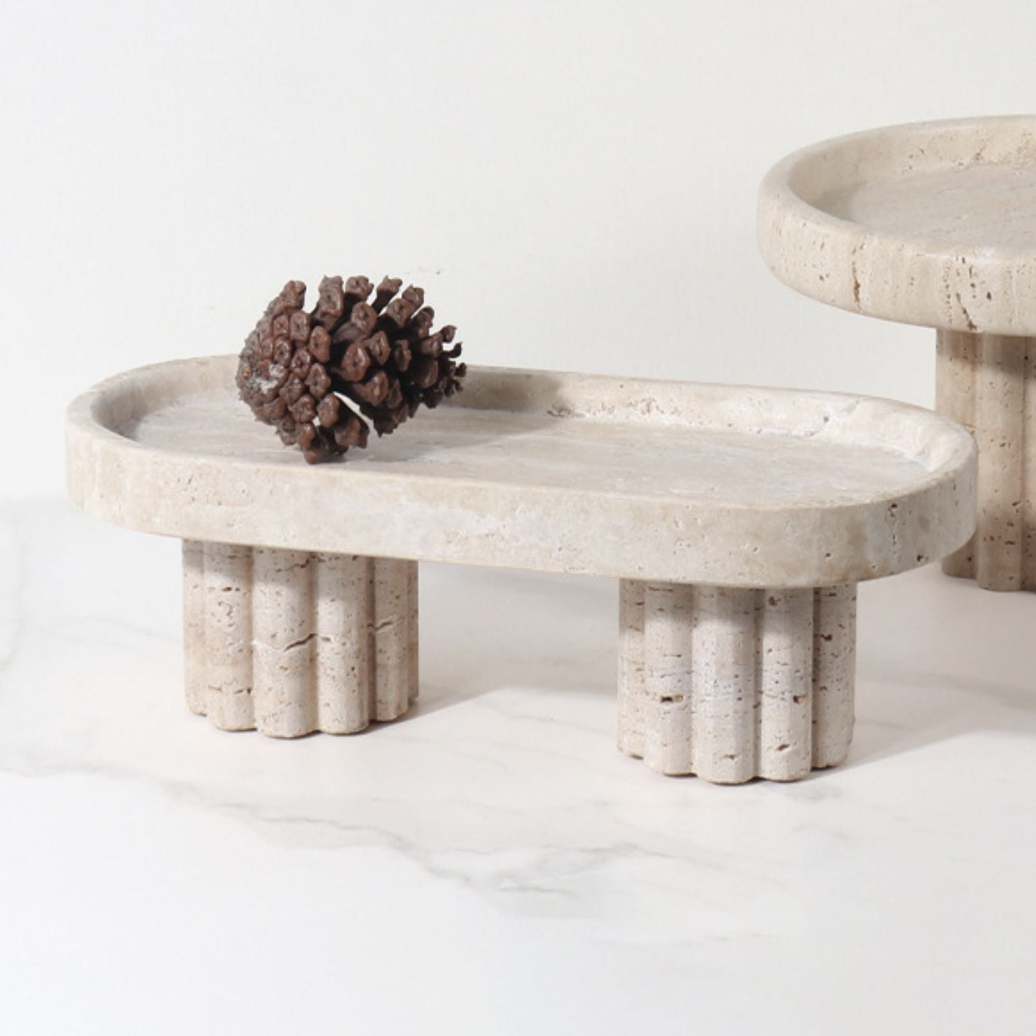 Bello Decorative Tray | Travertine Marble Finish, Elevates Any Space