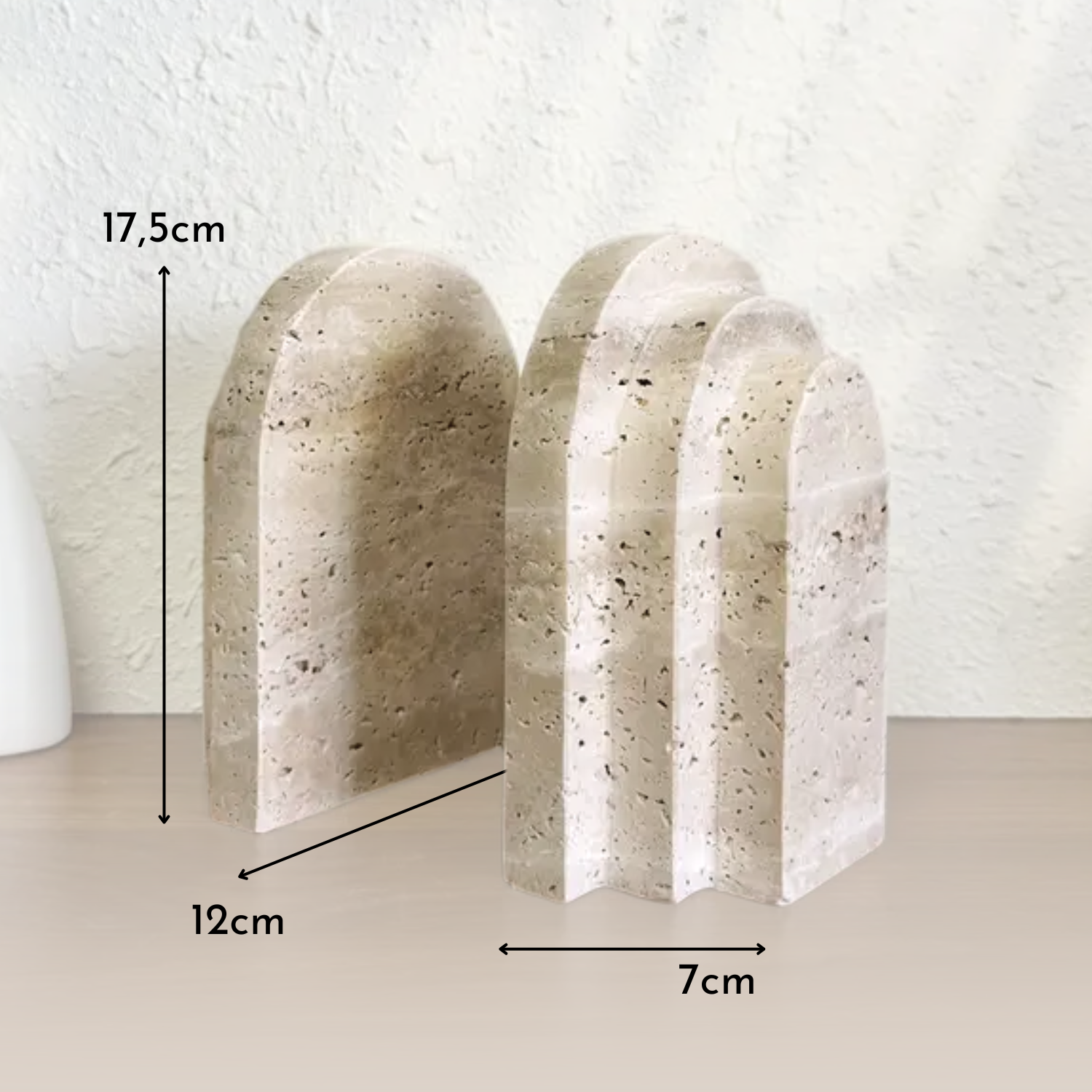 Brio Bookends | Polished Travertine Marble, Set of 2