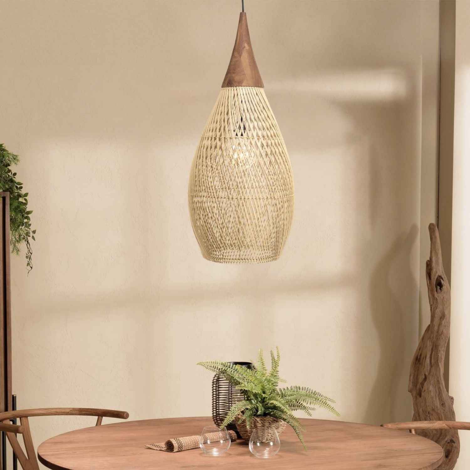 Ethereal – Natural Boho Rattan Pendant Light 25cm - Cendre Home