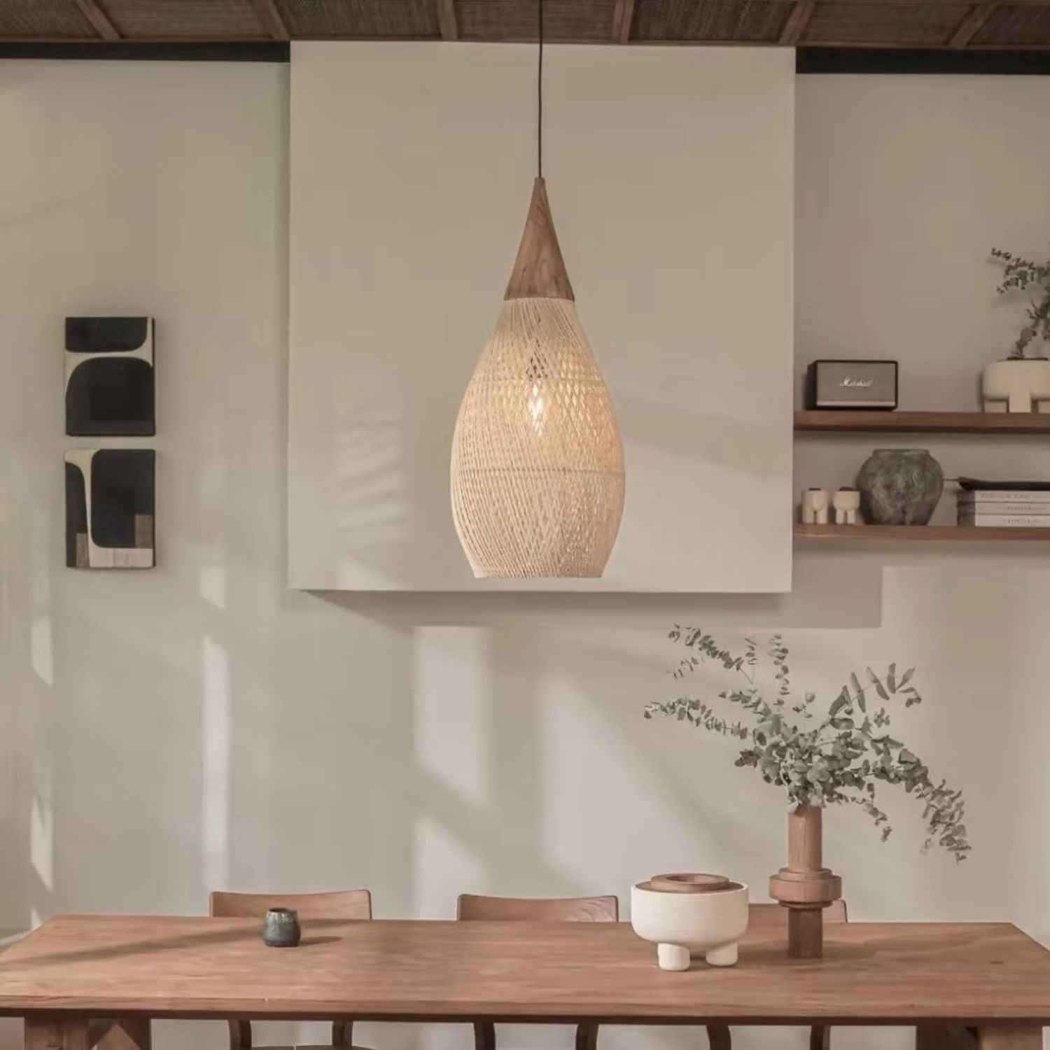 Ethereal – Natural Boho Rattan Pendant Light 25cm - Cendre Home