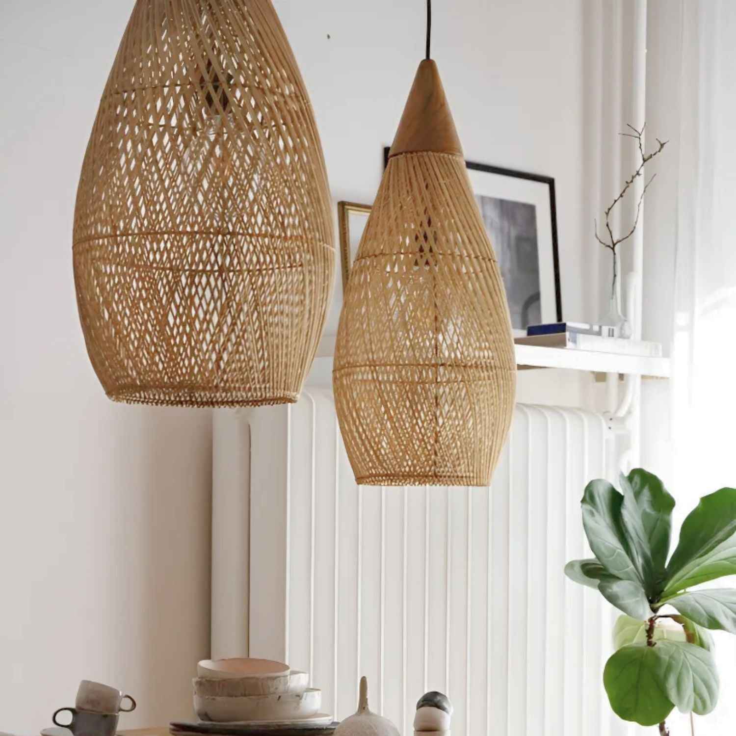 Ethereal – Natural Boho Rattan Pendant Light 25cm - Cendre Home