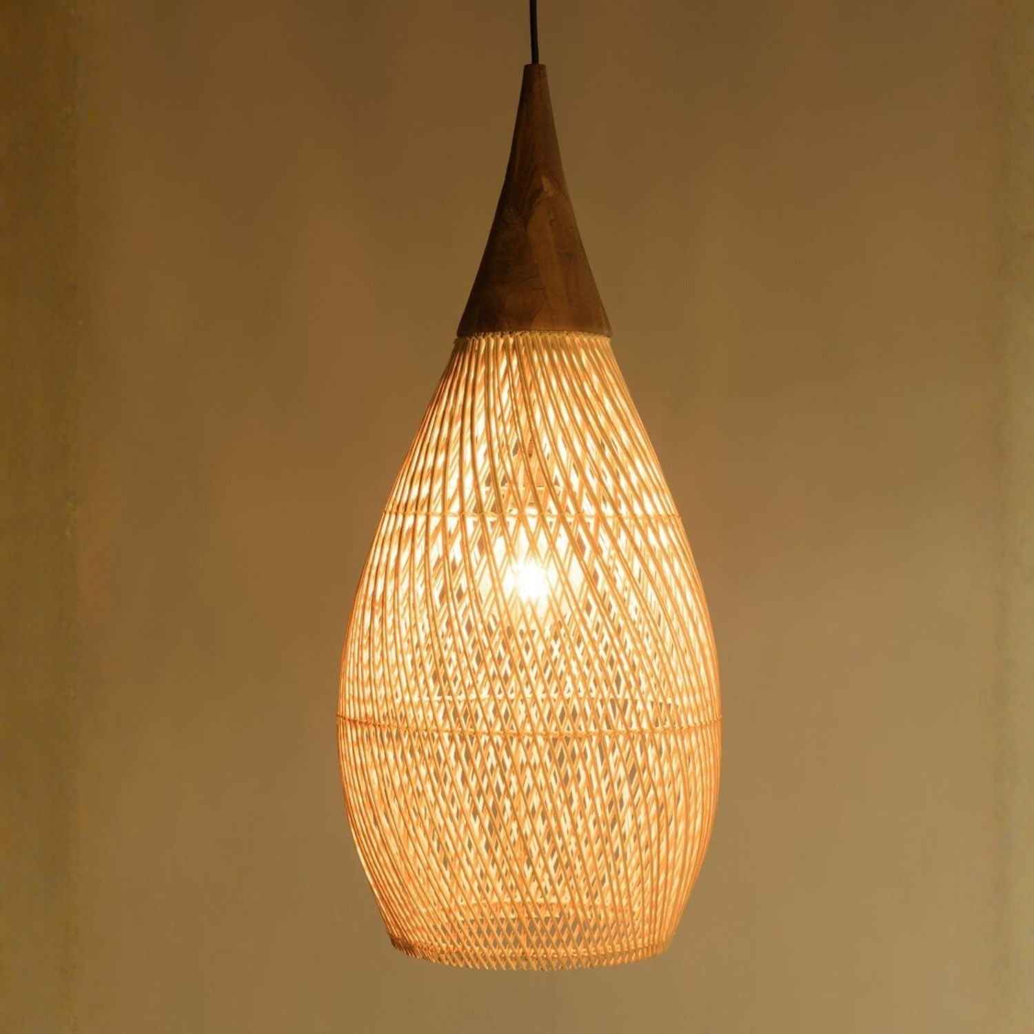 Ethereal – Natural Boho Rattan Pendant Light 25cm - Cendre Home