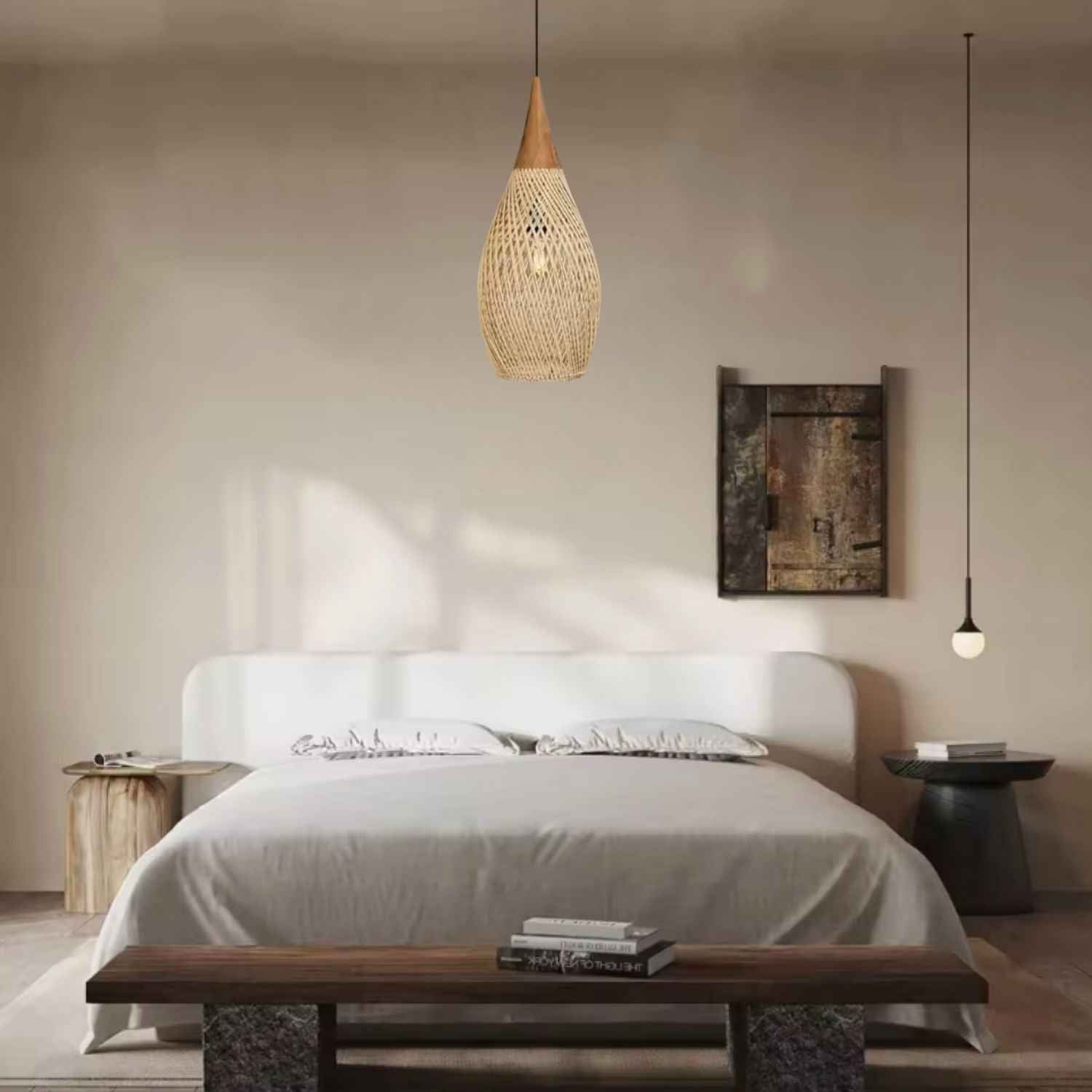 Ethereal – Natural Boho Rattan Pendant Light 25cm - Cendre Home