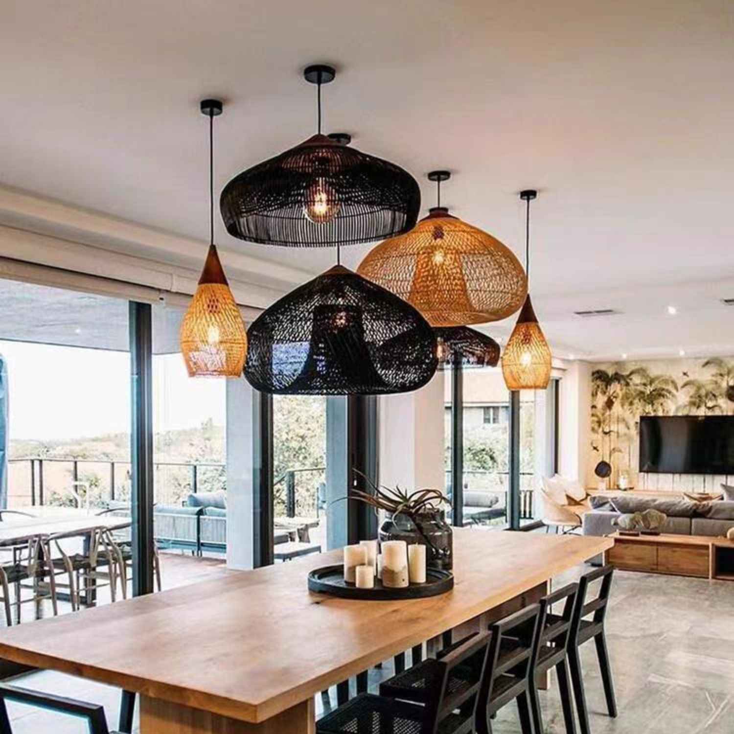 Ethereal – Natural Boho Rattan Pendant Light 25cm - Cendre Home