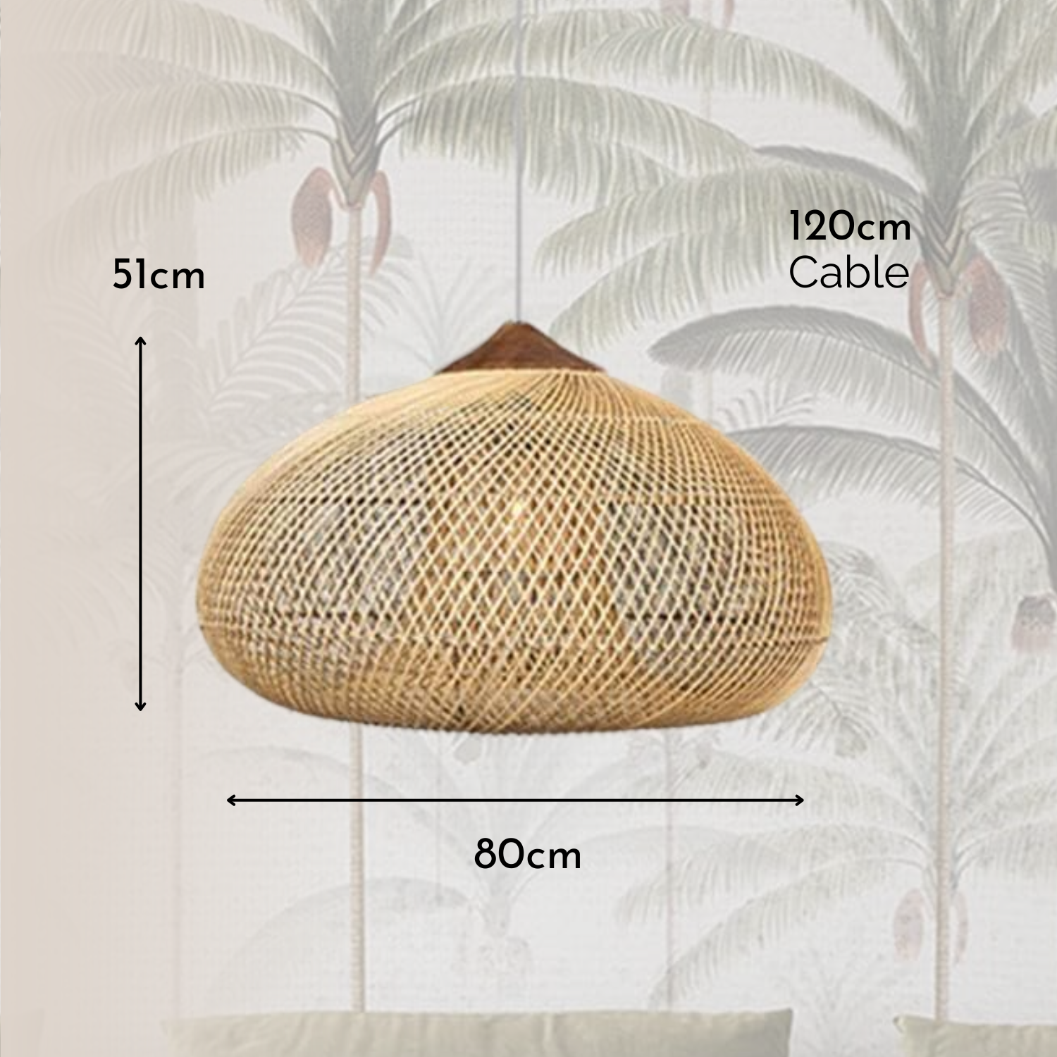 Ethereal – Natural Boho Rattan Pendant Lamp 80cm - Cendre Home