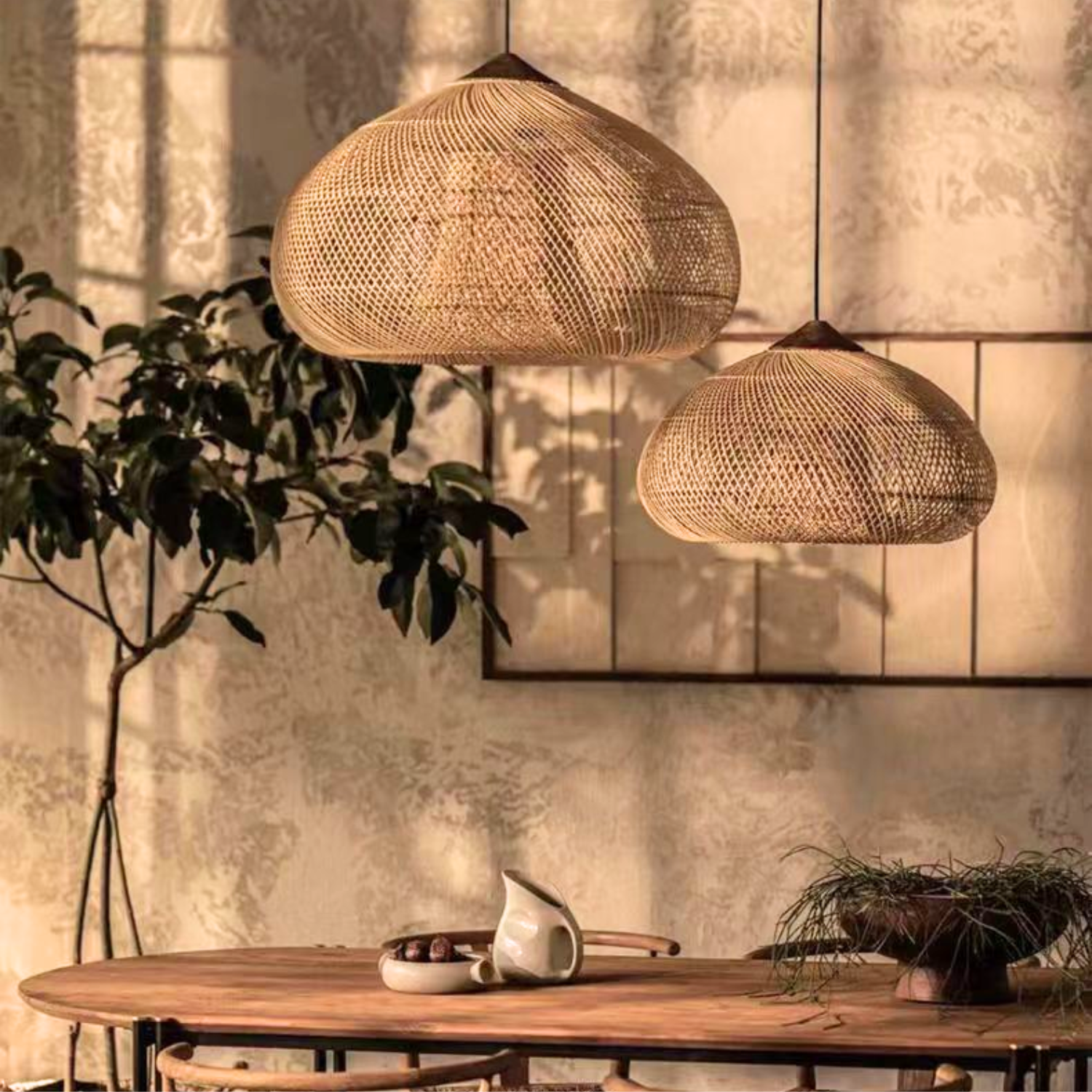 Ethereal – Natural Boho Rattan Pendant Lamp 80cm - Cendre Home