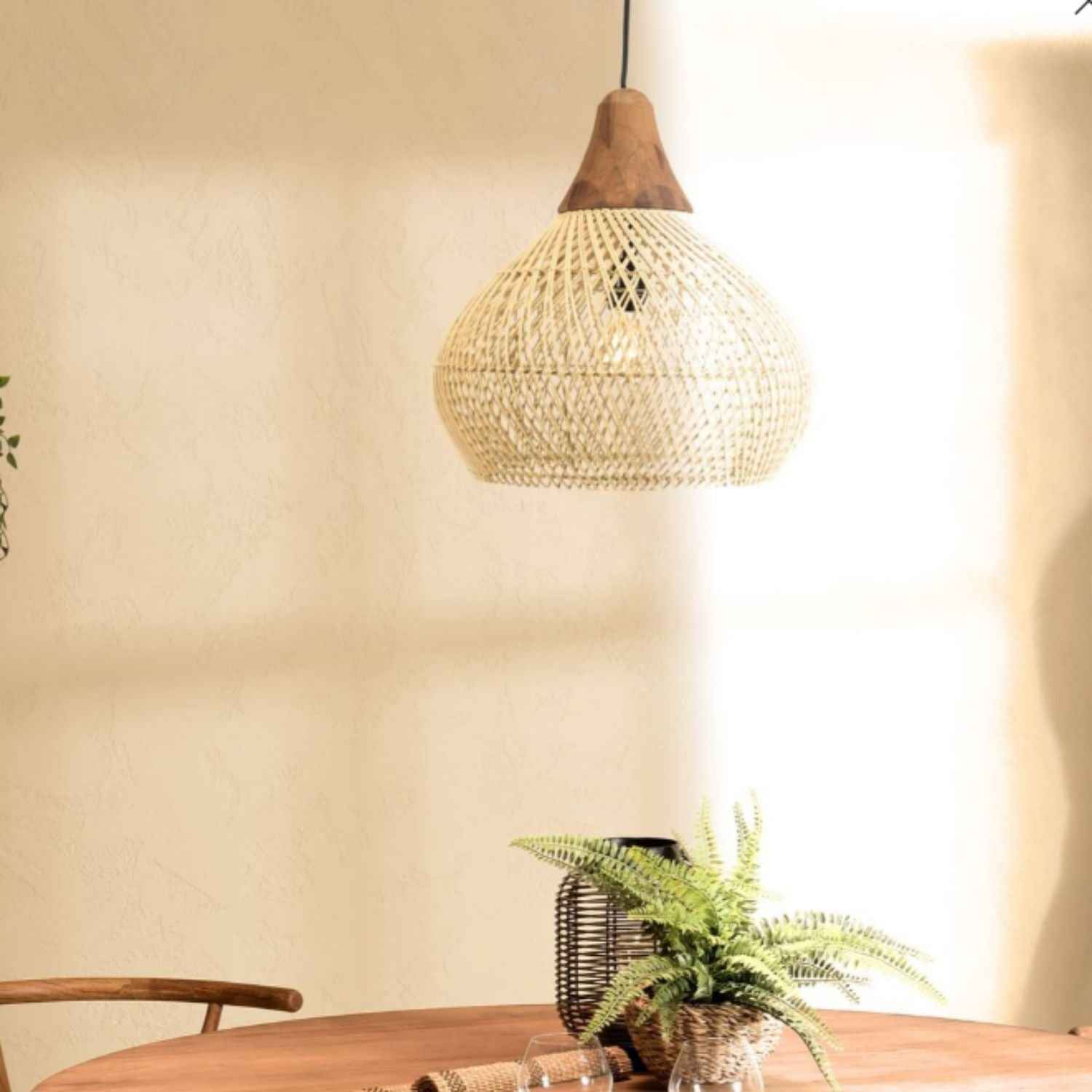 Etereo – Natural Boho Rattan Pendant Lamp 50cm - Cendre Home