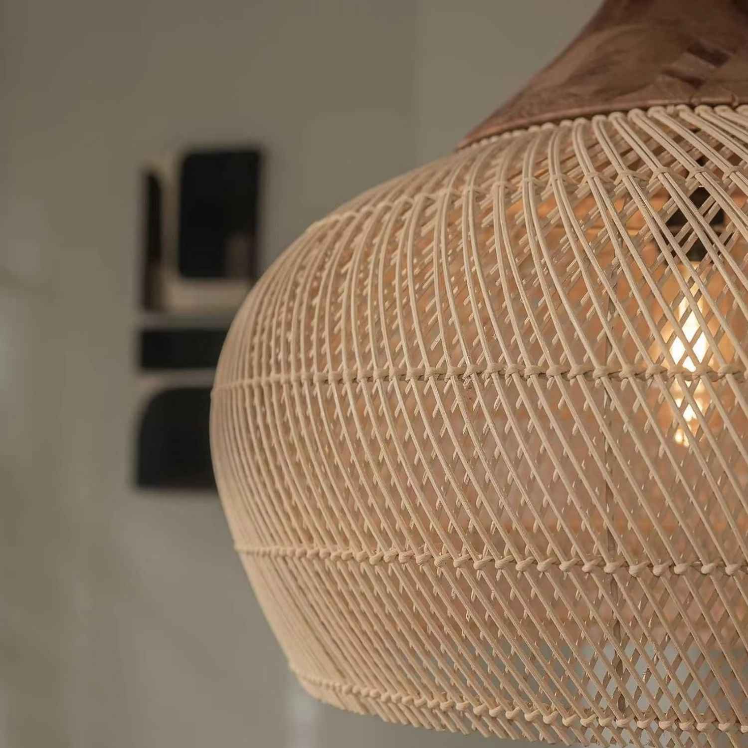 Etereo – Natural Boho Rattan Pendant Lamp 50cm - Cendre Home