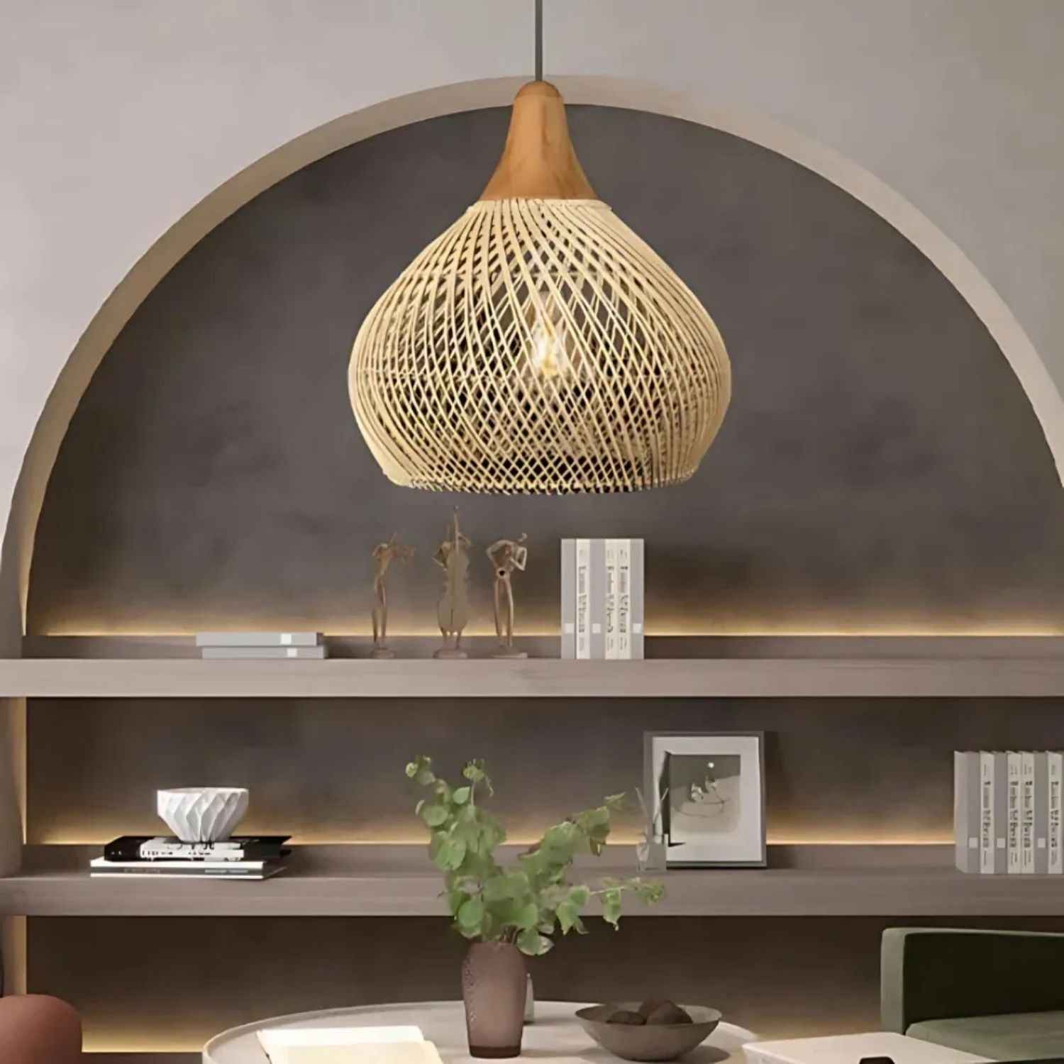 Etereo – Natural Boho Rattan Pendant Lamp 50cm - Cendre Home