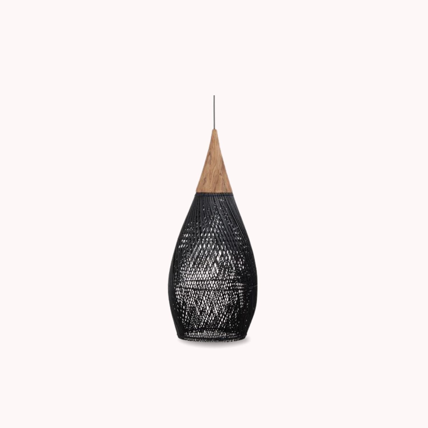 Ethereal – Black Rattan Boho Pendant Lamp 25cm - Cendre Home