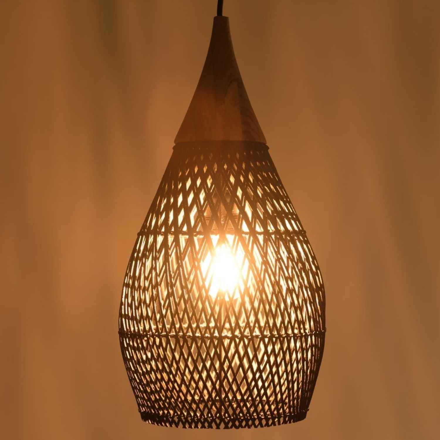Ethereal – Black Rattan Boho Pendant Lamp 25cm - Cendre Home