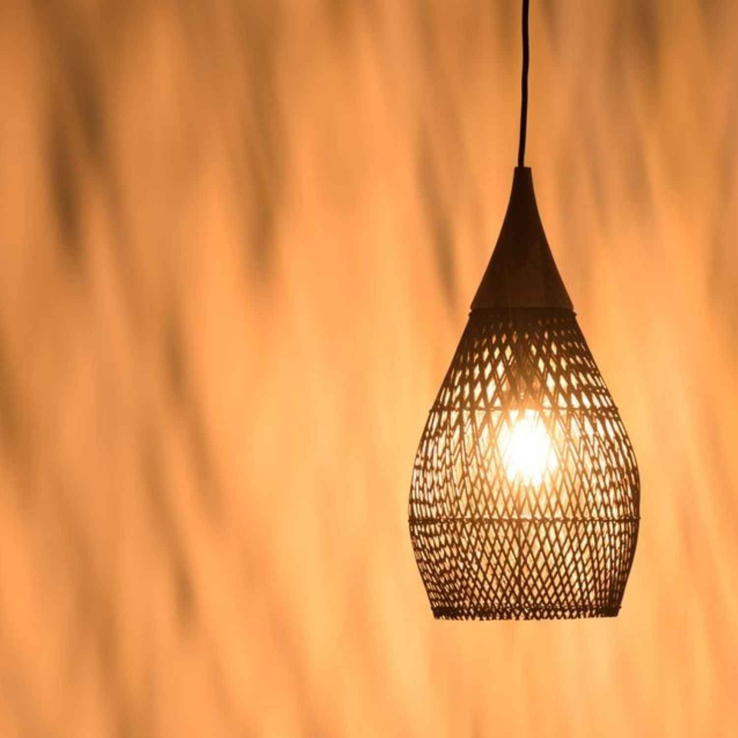 Ethereal – Black Rattan Boho Pendant Lamp 25cm - Cendre Home