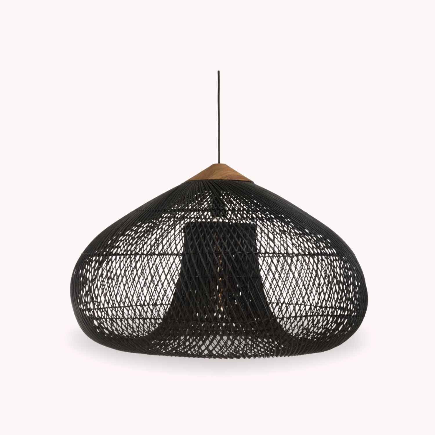 Ethereal – Black Boho Rattan Pendant Lamp 80cm - Cendre Home