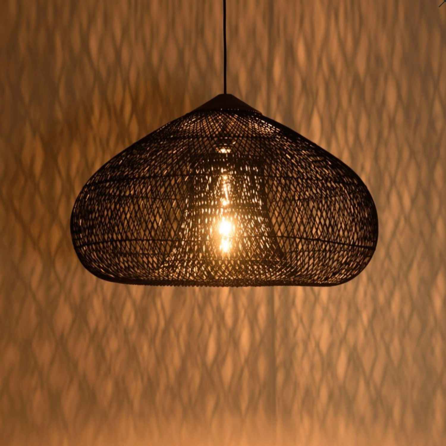 Ethereal – Black Boho Rattan Pendant Lamp 80cm - Cendre Home