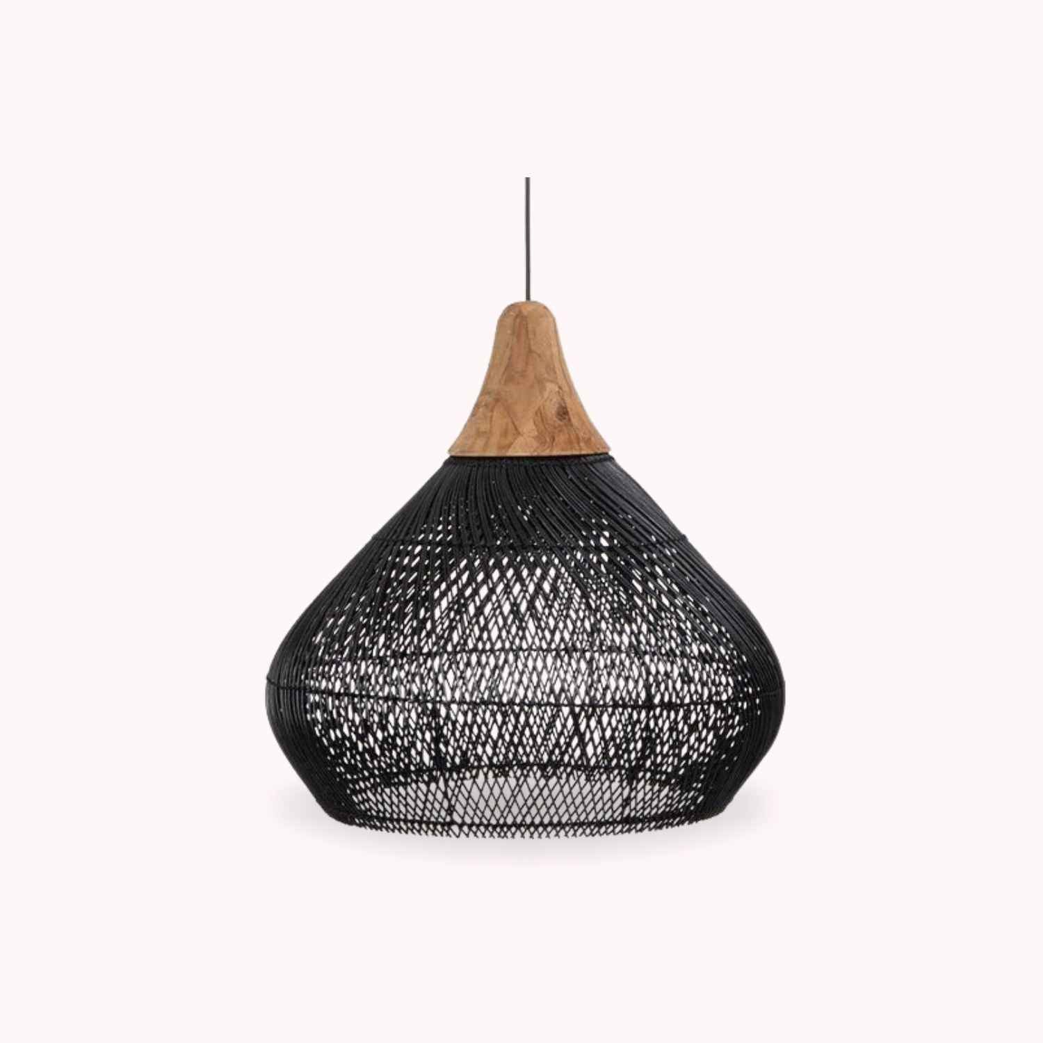 Ethereal – Black Rattan Boho Pendant Light 50cm - Cendre Home