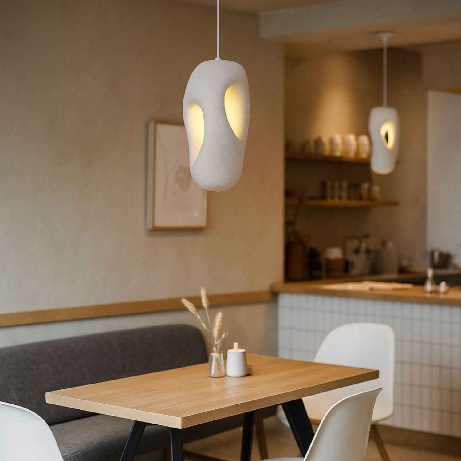 Kai – Cream Textured Japandi Pendant Lamp 150cm - Cendre Home