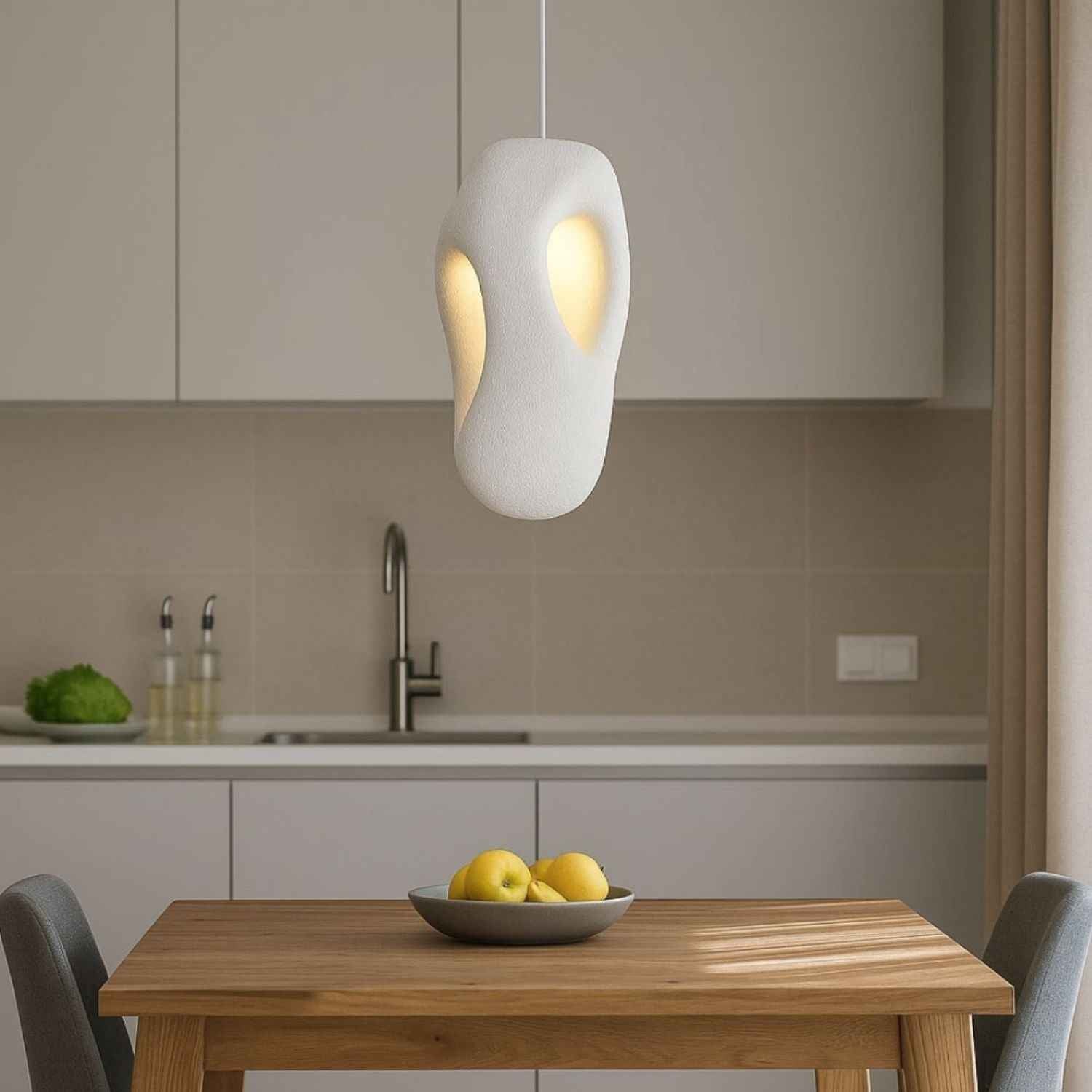Kai – Cream Textured Japandi Pendant Lamp 150cm - Cendre Home