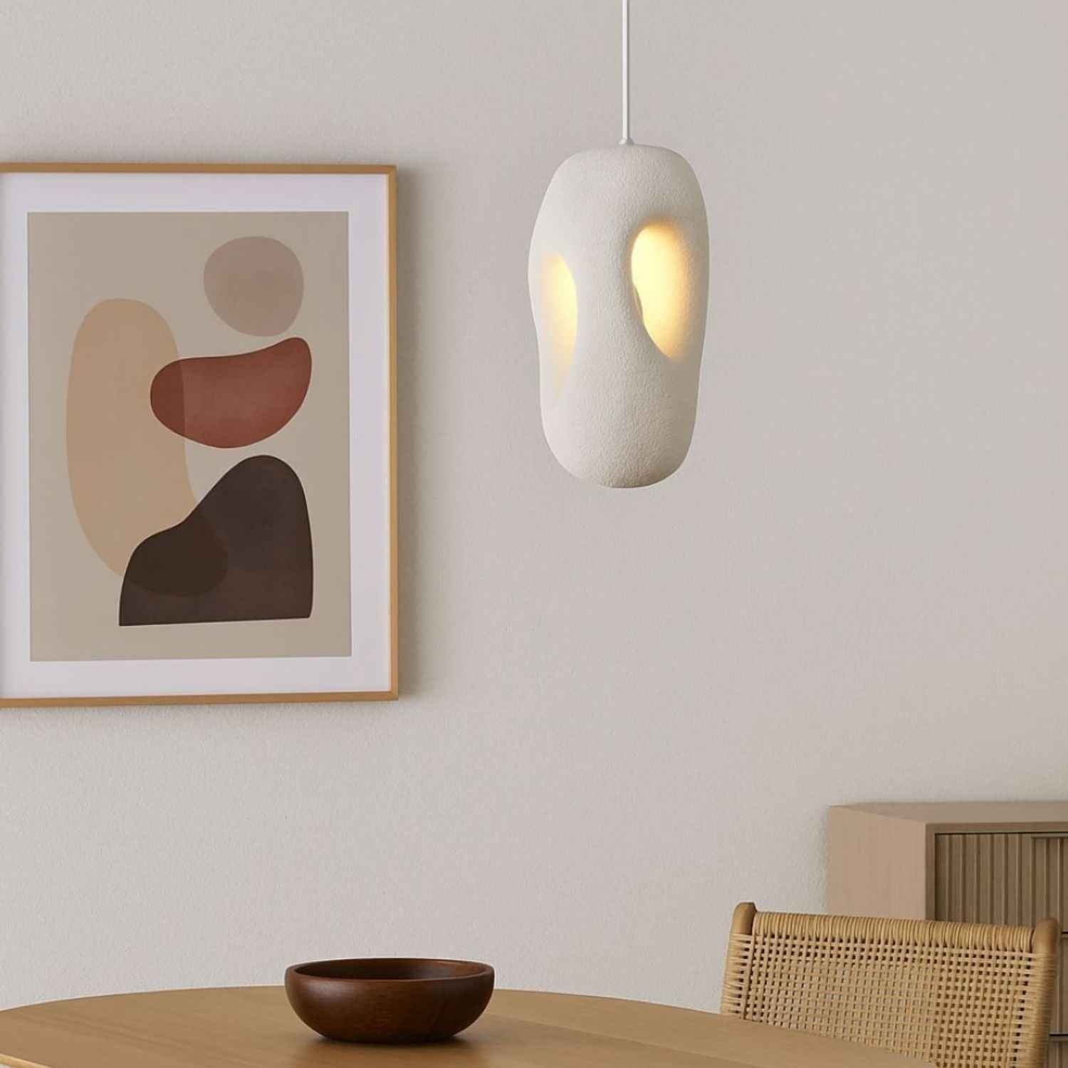 Kai – Cream Textured Japandi Pendant Lamp 150cm - Cendre Home