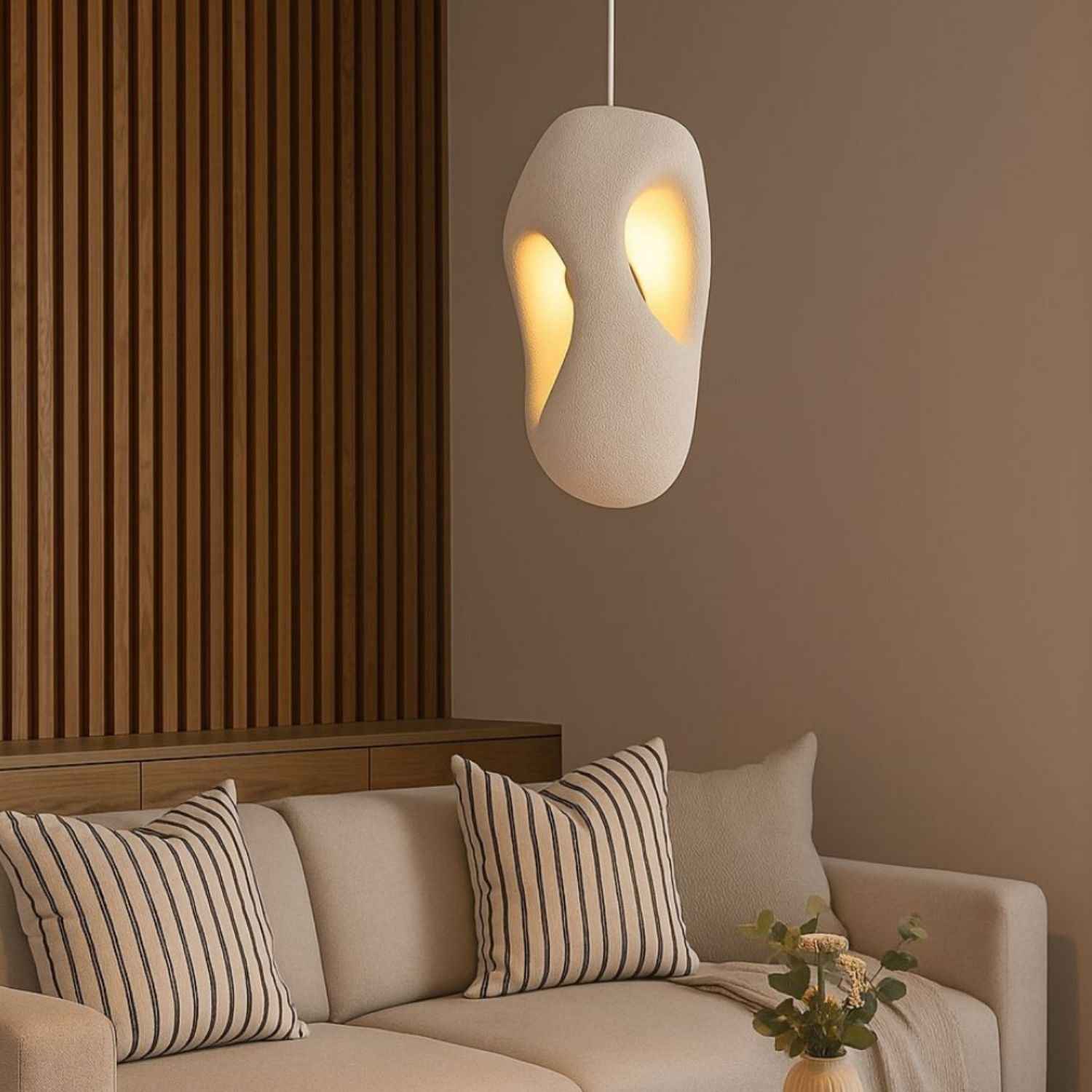 Kai – Cream Textured Japandi Pendant Lamp 150cm - Cendre Home