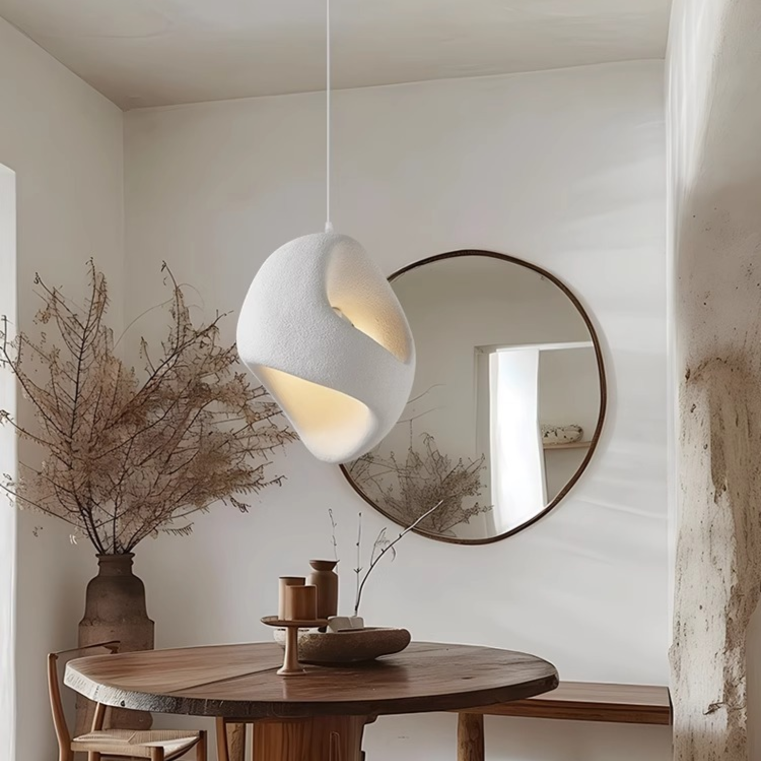 Zen Iki – Cream Japandi Textured Pendant Lamp 150cm - Cendre Home